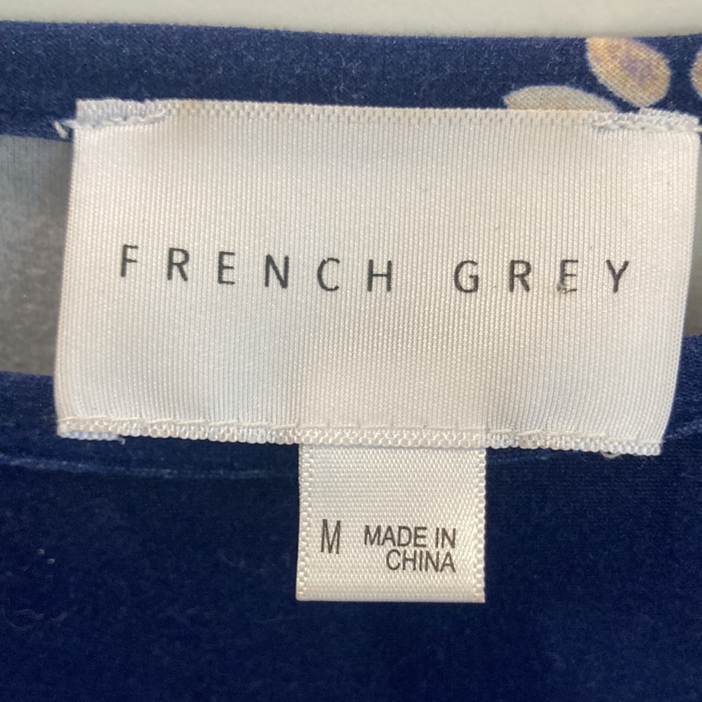 French Grey dress navy with florals medium - Picture 2 of 6